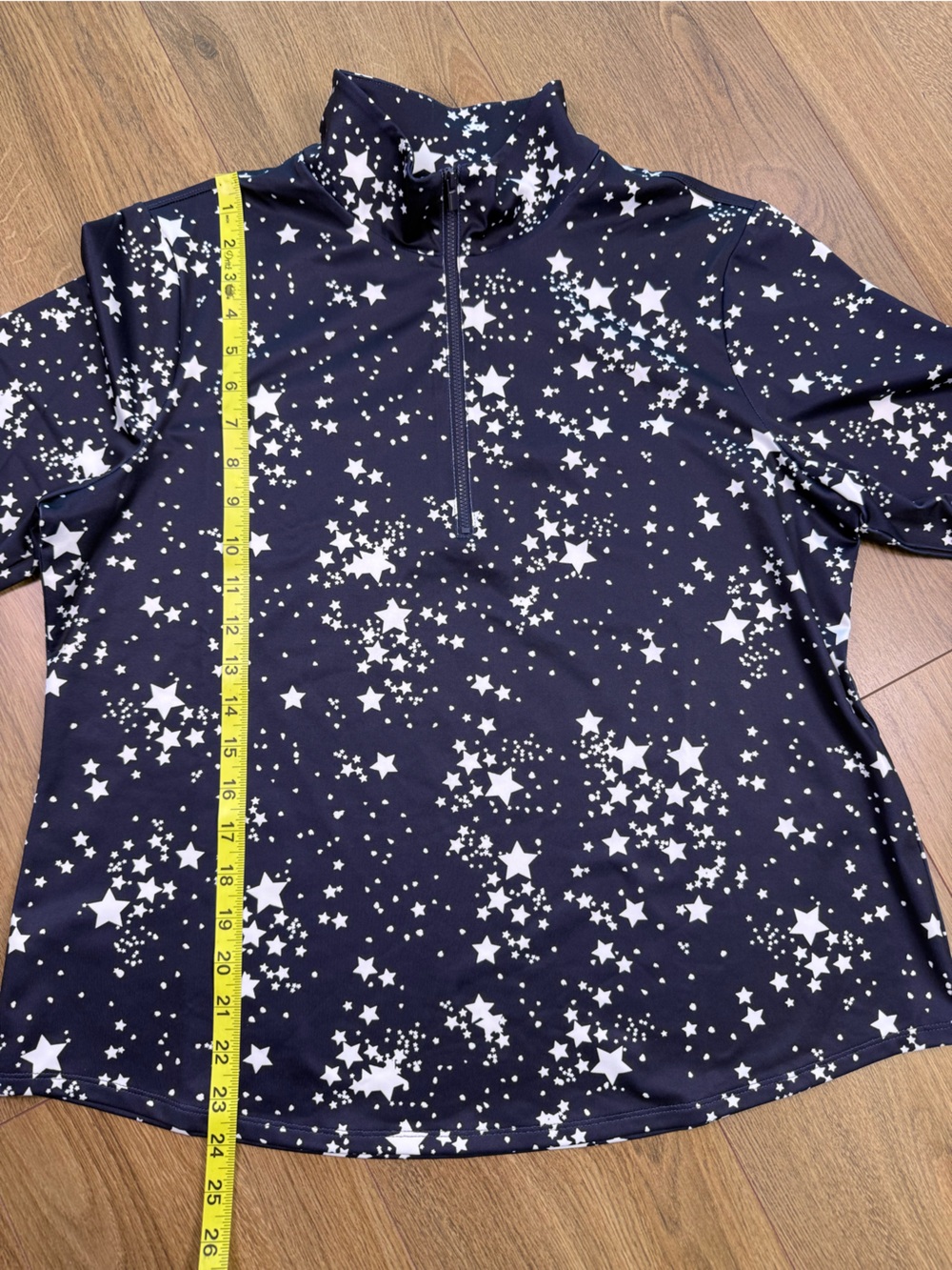 Chico’s Navy Star Print Quarter Zip Pullover Top Size 2 Large - Picture 10 of 10